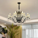Decorbites crystal candle chandelier black farmhouse dining room lamp