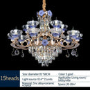 Decorbites crystal candle chandelier gold & blue living room light