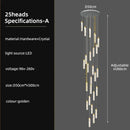 Modern gold crystal ceiling chandelier staircase light dining room