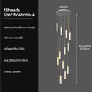Modern gold crystal ceiling chandelier staircase light dining room