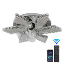 Modern silver crystal ceiling fan living room leaf chandelier