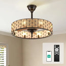 DecorBites™ Crystal Ceiling Fan with Birdcage Design, Iron Lampshade, Variable Frequency Remote Control