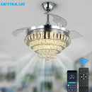 Decorbites crystal ceiling fan with led light for living room
