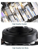 Luxury black and dark wood crystal ceiling fan for living room