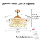 DecorBites™ Crystal Ceiling Fans with LED Light & Remote Control, Gold Finish