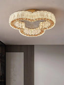 Luxury gold crystal ceiling lamp for living room