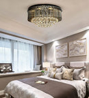 Modern black and gold crystal ceiling lamp living room chandelier