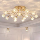 Modern gold crystal ceiling light living room branch fixture