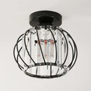 Modern black metal and crystal ceiling light bedroom lamp