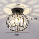 Modern black metal and crystal ceiling light bedroom lamp
