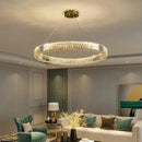 Luxury gold double ring crystal ceiling pendant chandelier dining room