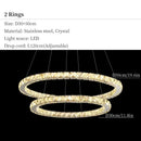 Modern gold multi ring crystal ceiling pendant light living room