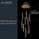 Modern copper crystal ceiling pendant light – dining room geometric glass