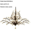 Rustic black crystal chain pendant chandelier for dining room