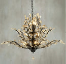 Rustic black crystal chain pendant chandelier for dining room