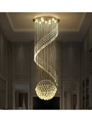 Modern spiral crystal chain pendant light for living room