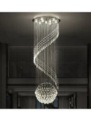 Modern spiral crystal chain pendant light for living room