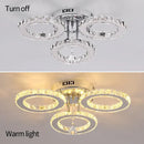 DecorBites™ Crystal Chandelier 3Rings Chrome Pendant Light for Bedroom Living Room