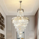 Elegant chrome multi tier crystal chandelier living room art