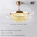 Brass crystal chandelier ceiling fan bedroom dimmable led lighting
