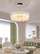 Pink & white petal crystal chandelier ceiling light for living room