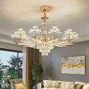 Elegant gold crystal flower ceiling pendant light dining room