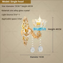 Luxe gold & blue ceramic crystal chandelier living room lighting