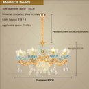 Luxe gold & blue ceramic crystal chandelier living room lighting