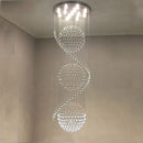 DecorBites™ Crystal Chandelier Double Staircase LED Pendant Lights for Stylish Hotel & Villa Hall