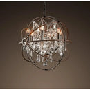 Decorbites crystal chandelier spherical dark metal light for living room