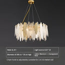 Modern gold & blue leaf crystal chandelier dining room light