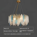 Modern gold & blue leaf crystal chandelier dining room light