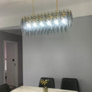 Modern gold & blue leaf crystal chandelier dining room light
