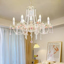 French style white and pink crystal chandelier dining room light