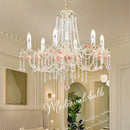 French style white and pink crystal chandelier dining room light