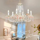 French style white and pink crystal chandelier dining room light