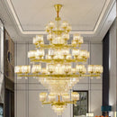 Decorbites crystal chandelier golden multi tiered living room lamp