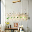 Retro gold and green crystal chandelier for dining room