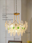 Retro gold and green crystal chandelier for dining room
