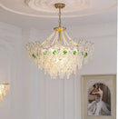 Retro gold and green crystal chandelier for dining room