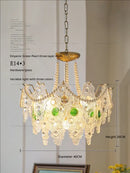 Retro gold and green crystal chandelier for dining room