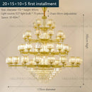 Retro gold multi tier crystal chandelier living room light