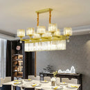 Retro gold multi tier crystal chandelier living room light