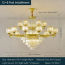 Retro gold multi tier crystal chandelier living room light