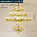 Retro gold multi tier crystal chandelier living room light