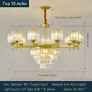 Retro gold multi tier crystal chandelier living room light