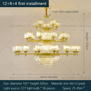 Retro gold multi tier crystal chandelier living room light