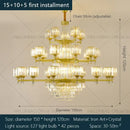 Retro gold multi tier crystal chandelier living room light