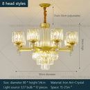 Retro gold multi tier crystal chandelier living room light