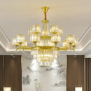 Retro gold multi tier crystal chandelier living room light